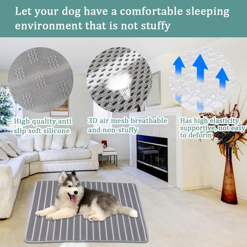 Breathable Dog Crate Mat with Anti-Slip Bottom,3D Air Mesh Pet Crate Pad,Non-Stuffy Dog Sleeping Mat Bed,Pet Mat, Machine Washable Pet Mat for Dog Sleeping (48X30'')