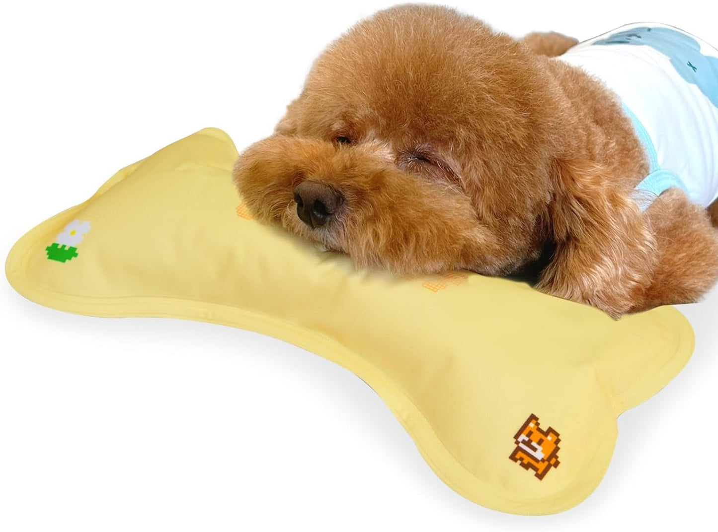 Cooling Pillow for Small to Medium Dogs and Cats, Versatile Cooling Solution for Dog Beds, Cooling Mat, Crates and Kennels, Cream Yellow, Small Size for up to 12 Lbs