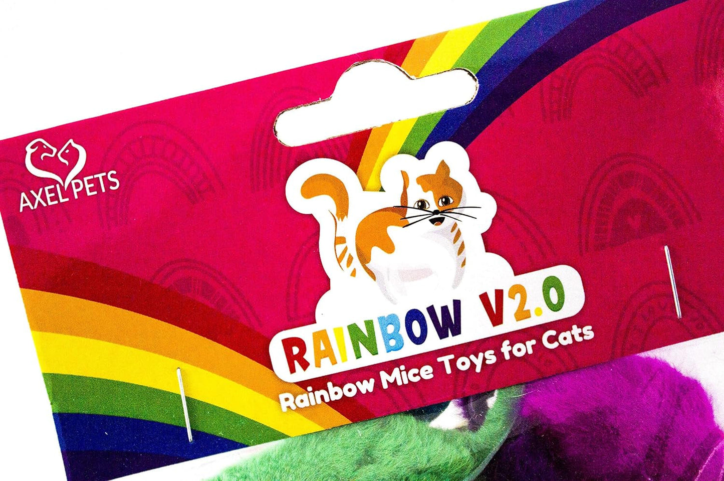 20 Colorful Rainbow V2.0 Mice with Catnip and Rattle Sound Made of Real Rabbit Fur Interactive Catch Play Mouse Toy for Feline Cat, Pack of 20 Mice