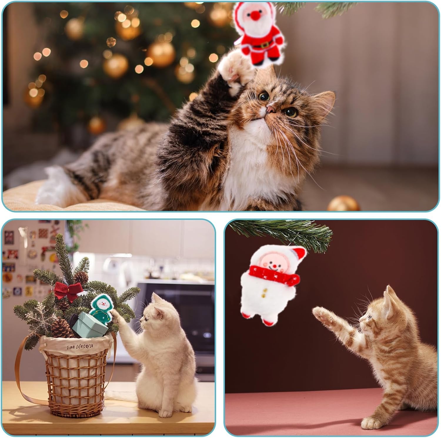 3Pcs Christmas Catnip Toys Cat Chew Toy Bite Resistant Catnip Toys for Cats Catnip Filled Cat Teething Toy Festive Holiday Cat Lover Gift