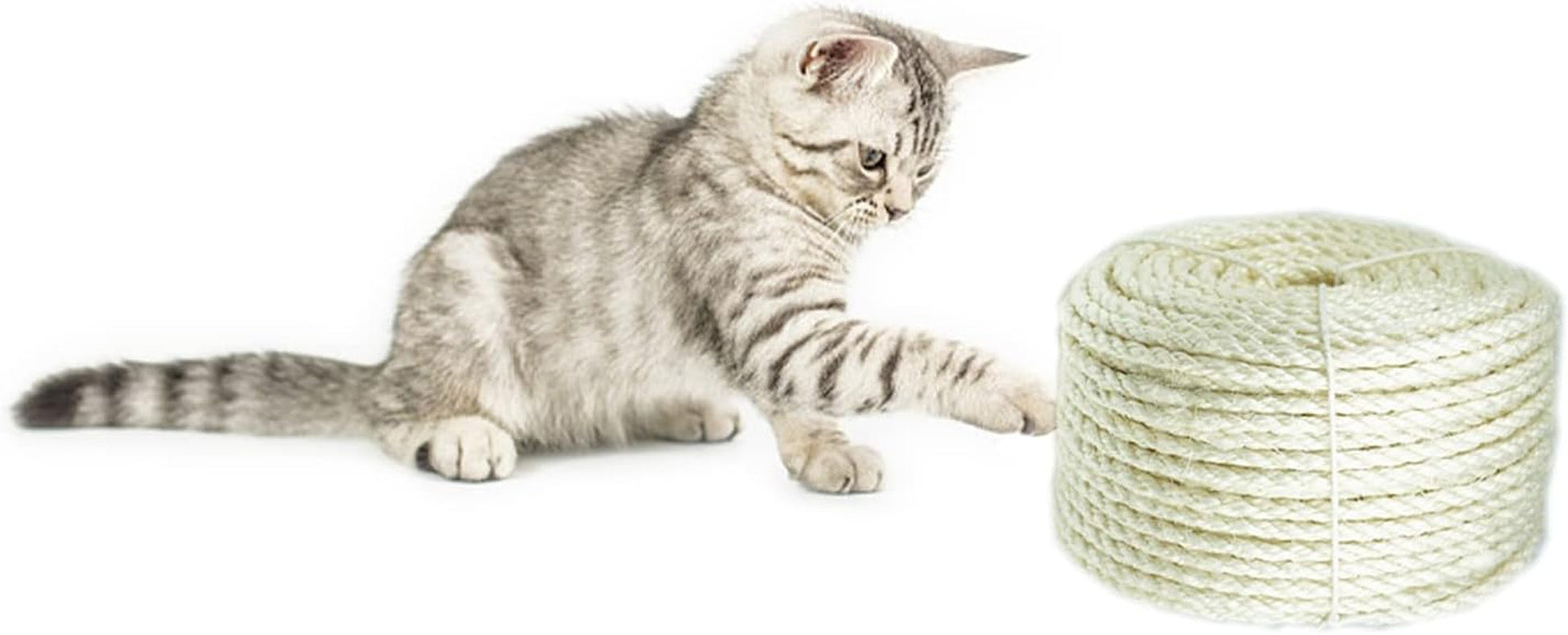 Natural Sisal White Rope for Cat Scratcher Scratching Post Replacement 1/4 Inch Cat Tree Sisal Rope for Repairing, Recovering or DIY Cat Scratcher 50/100 / 164 Feet