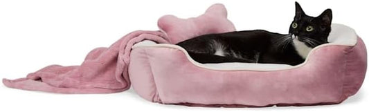 Everyyay Essentials Dog Bed Bundle, 36" L X 30" W X 6.5" H, Large, Pink