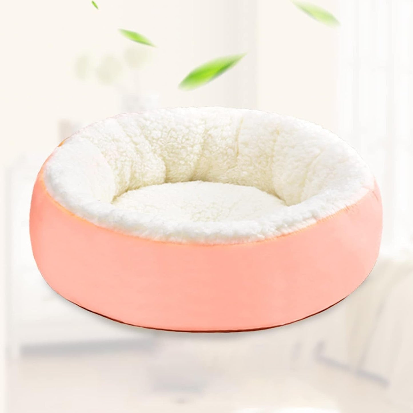 Calming Dog Bed Cat Cushion Bed, Lamb Velvet Warming Pet Bed, Comfortable Cuddler round Bed for Small Medium Dogs Cats House Indoor Sleeping Bed Pink S