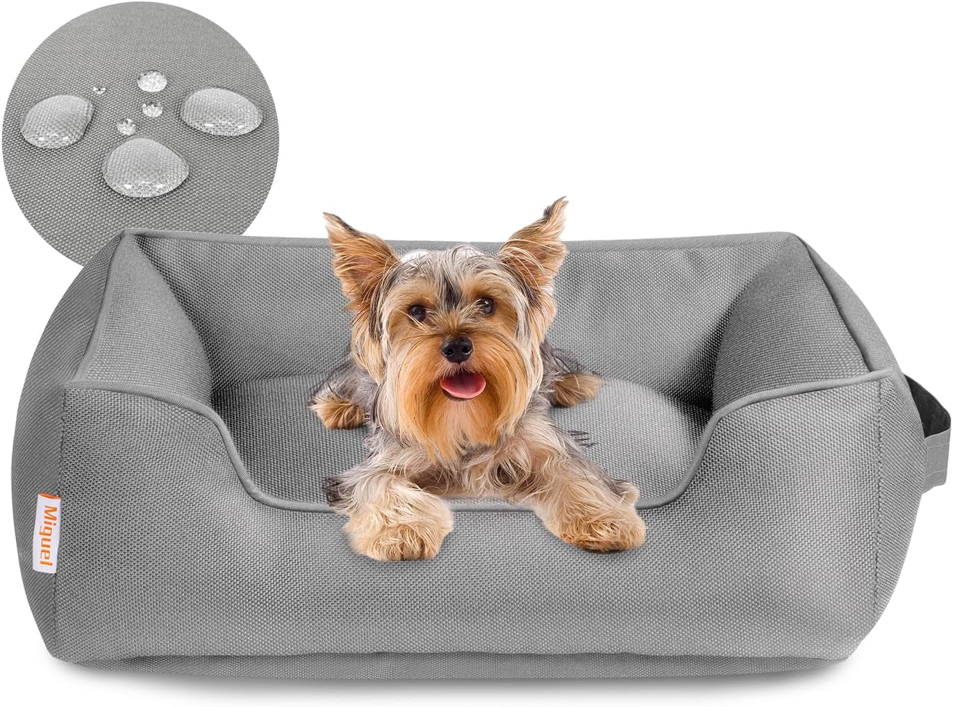 Miguel Waterproof Outdoor Dog Bed for Medium Small Dogs, Oxford Pet Bed Tough with Sides Easy Clean, All Weather Rectangle Puppy Bed with Removable Cover Bolster Bed Scratch Resistant, 30 Inches