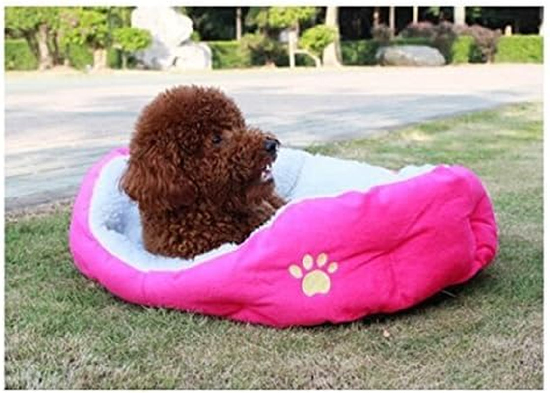 Cute Paw Print Comfortable Pets Dog Cats Puppy Kitten Nest Mat Pad Soft Fleece Bed(Pink)