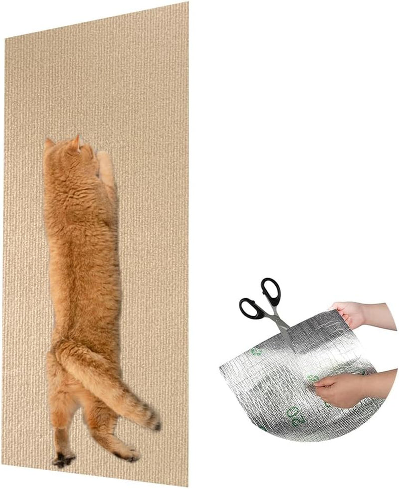 NATUYA Cat Scratcher Mat, 39.4"X15.8" Trimmable Cat Carpet Replacement for Cat Tree Shelves, Self-Adhesive Cat Couch Protector, Easy Use for Cat Wall Furniture and Scratcher Posts, Dark Gray