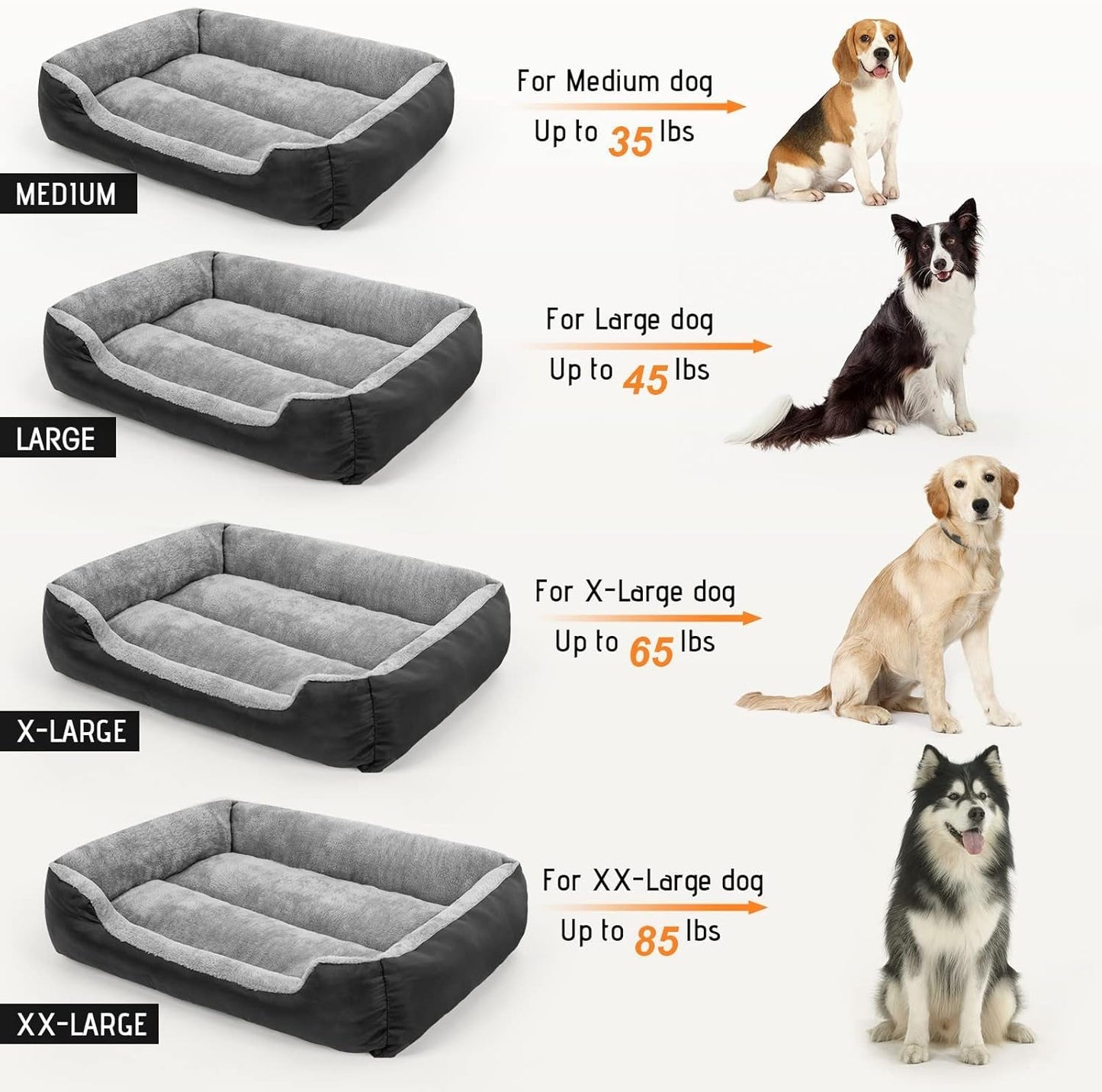 Dog Beds for Large Dogs, Washable Pet Bed Mattress Comfortable, Warming Rectangle Bed for Medium and Large Dogs, Cat Pets