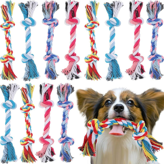 12 Pcs Rope Dog Toys Multi Color Puppy Rope Toy Cotton Puppy Toys Dog Chew Rope Puppy Teething Toys for Small and Medium Dogs Puppies