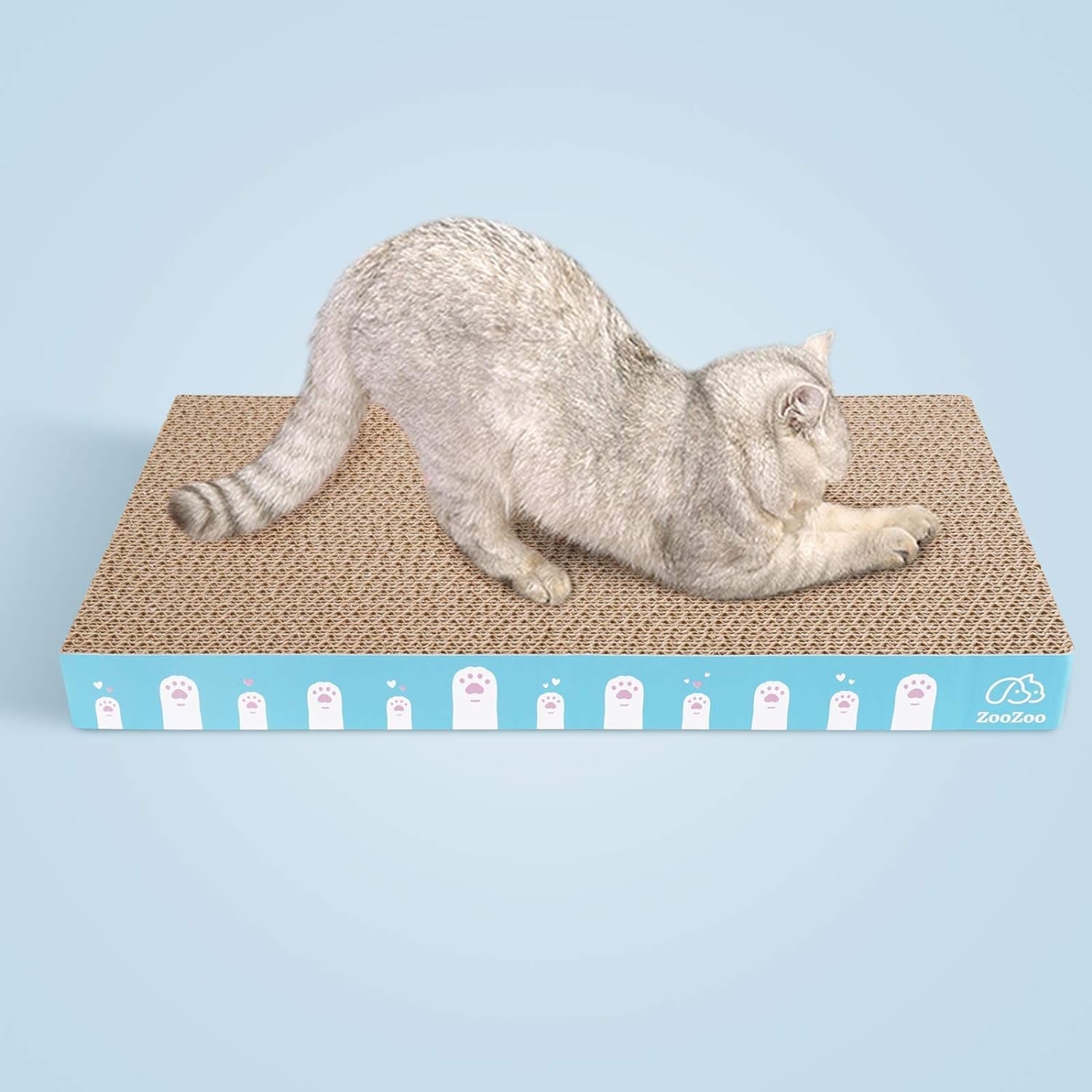 3 Pack Zoozoo Cat Scratching Board Set, Plain Cat Scratching Post Pad Made of Durable Corrugated Cardboard for Stress Relief, Pet Scratcher Fidget Toy Gift Claw Comfort