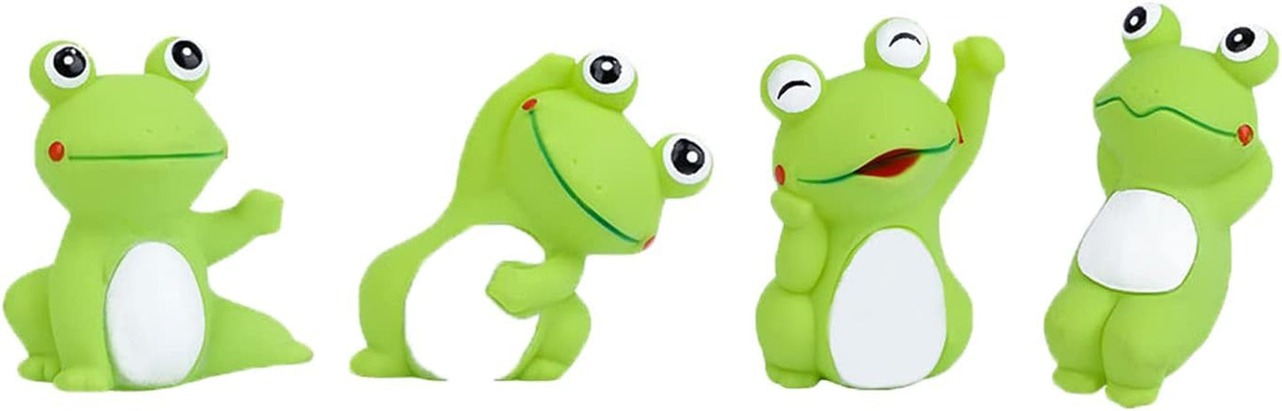 4 Cute Frog Puppy Squeak Toys Latex Float Water Pool Dog Toys Squeaky for Small Breed Soft Fetch Interactive Play Pet Toys, Green