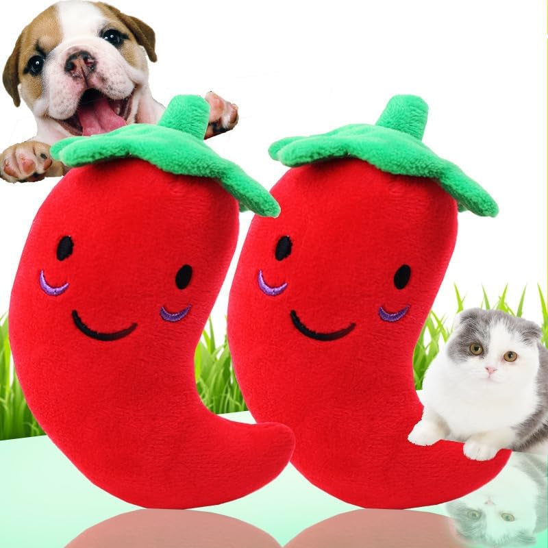 2PCS Chili Plush Vocal Toys Pet Dog Meow Toys Teddy Bichon Pet Bite Resistant Toys