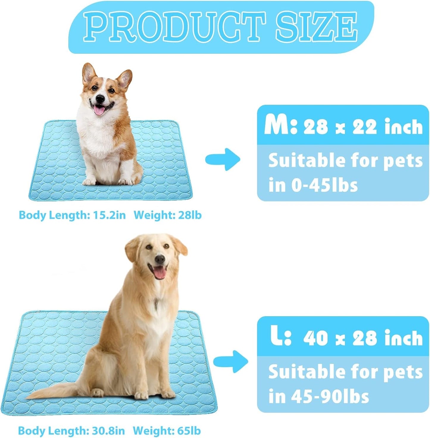 Dog Cooling Mat,Ice Silk Washable Pet Cooling Pad,Self Cooling,Non-Toxic Breathable Sleep Bed Beach for Large Dogs Cats