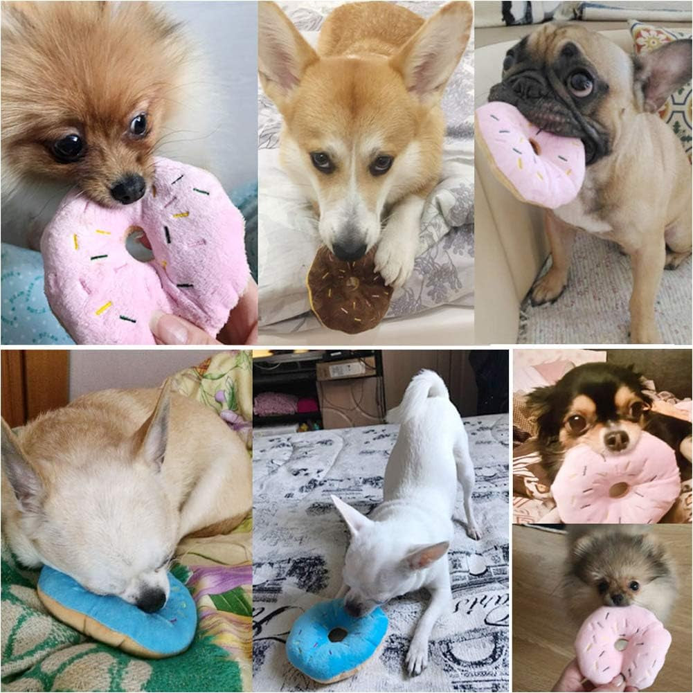 1Pc Blue Donut Shape Plush Blue Pet Toy,Lovely Donut Shaped Squeaky Squeaking Sound Toy for Pet Chew Toy Squeaky Plush Dog Toy Blueberry Squeaky Plush Dog Toy Chew Guard Technology, Squeak Toys