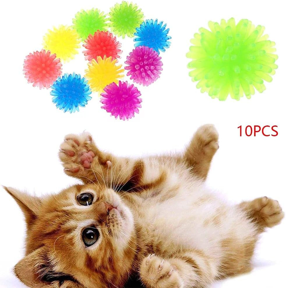 10Pcs Cute Funny Cat Toys Arbutus Ball Stretch Plush Ball Cat Toy Ball Creative Colorful Interactive Cat Soft Spiky Cat Chew Toy Amx3Q07Nm2Usx10