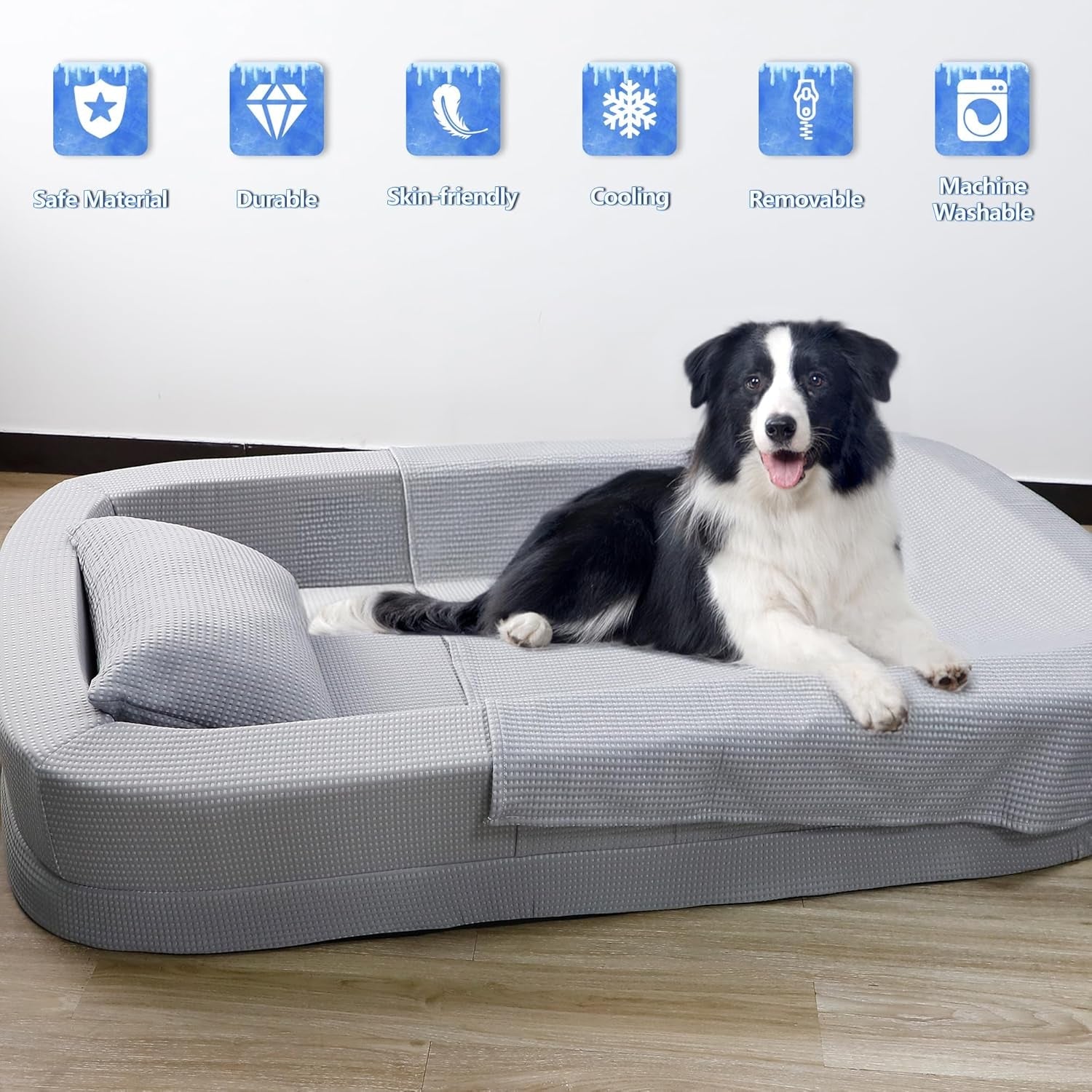 Human Sized Dog Bed, Cooling Large Pet Bed, 69" X41"X13" for Small Medium Big Pets with Blanket and Pillow Washable