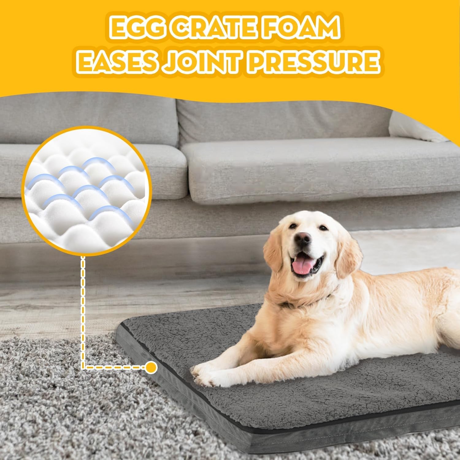 Dog Beds for Small Dogs,Large,Medium,High Elastic Memory Foam Dog Bed Available All Year Round,Dog Crate Mat with Waterproof Removable Machine Washable Cover,Dog Crate Pad with Non Slip