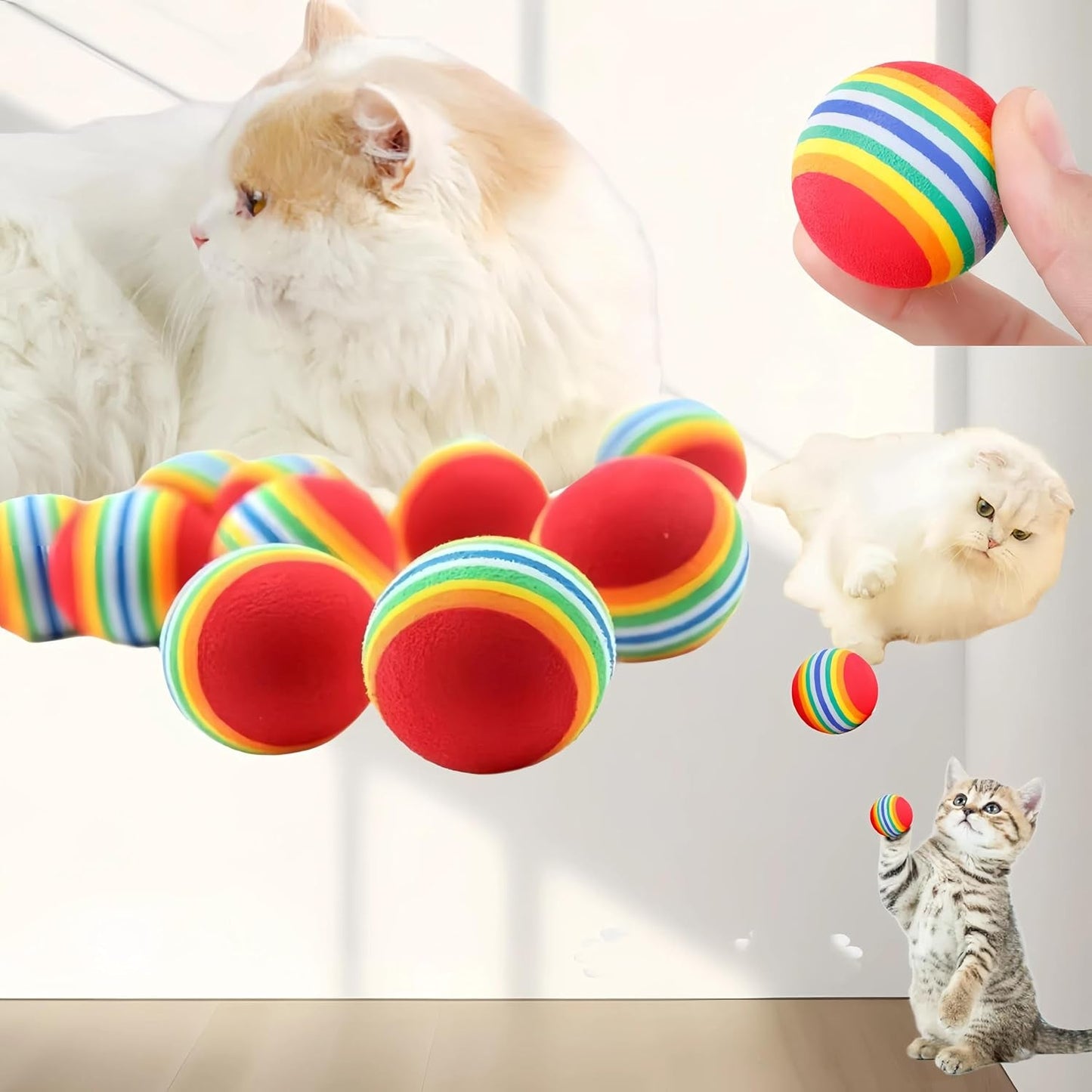 10 Pcs Larger 1.38 "Soft EVA Foam Interactive Indoor Quiet Toy Balls, 35Mm Diameter Dog and Cat Toy Balls Quiet Toy Balls for Pets to Play Alone.Kittens Toys.Cat Toy Sponge Ball.