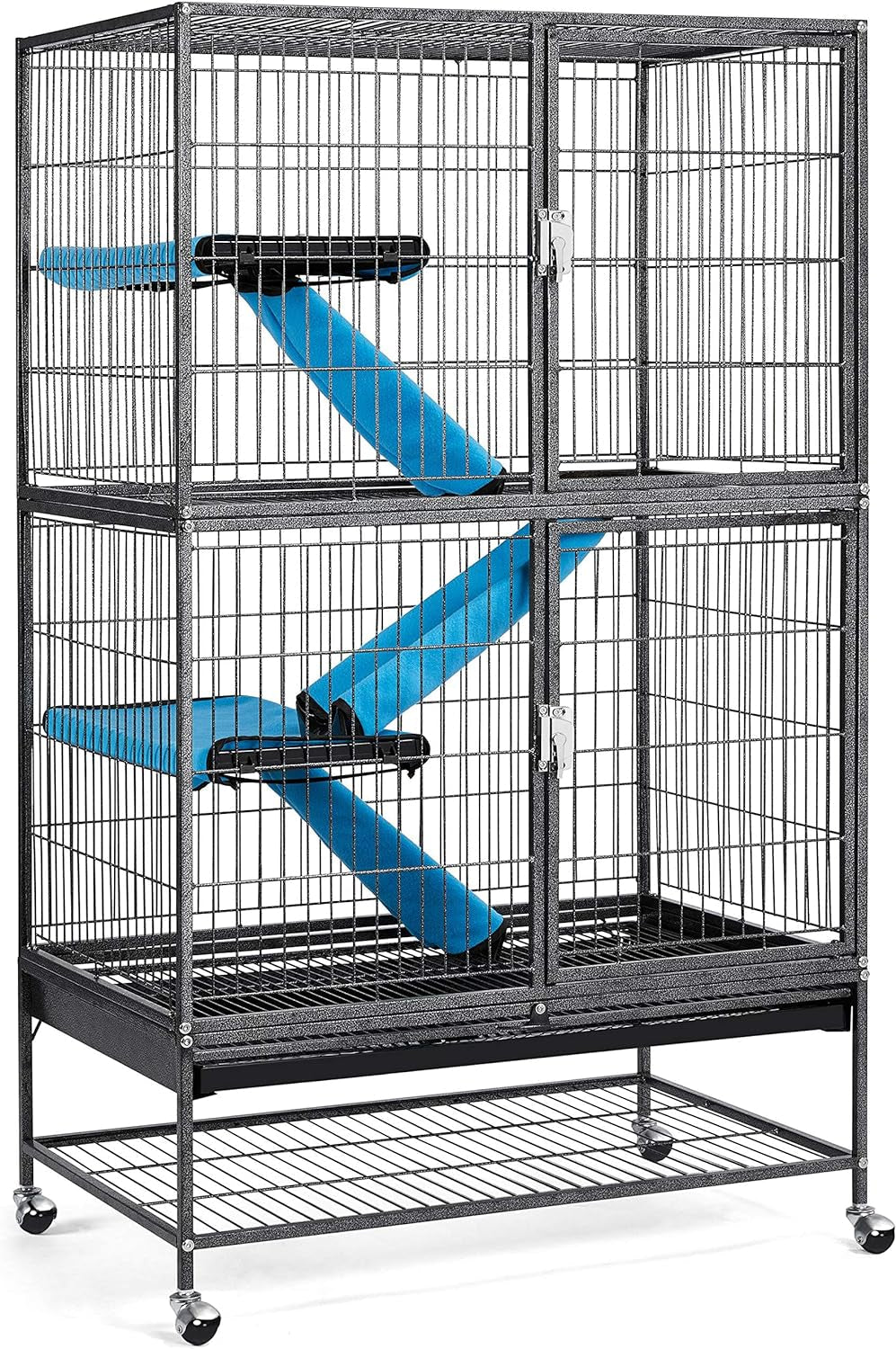 Yaheetech Metal Rolling Critter Nation Cage for Adult Rats/Ferrets/Chinchillas Small Animal Cage W/Removable Ramp & Platform Black