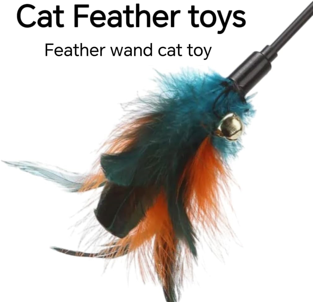 15-Pack Cat Feather Toys and Teaser Wand- Feather Toys for Cats，Cat Feather Toy, Cat Toys for Indoor Cats，Feather Stick Cat Toy Cat Teaser Wand - Feather Wand Cat Toy