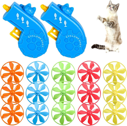 17Pcs Cat Fetch Toy,Cat Palying Tracking Interactive Toys with Flying Propellers for Cat Kitten Indoor and Outdoor Chasing Training Hunting Chasing Supply