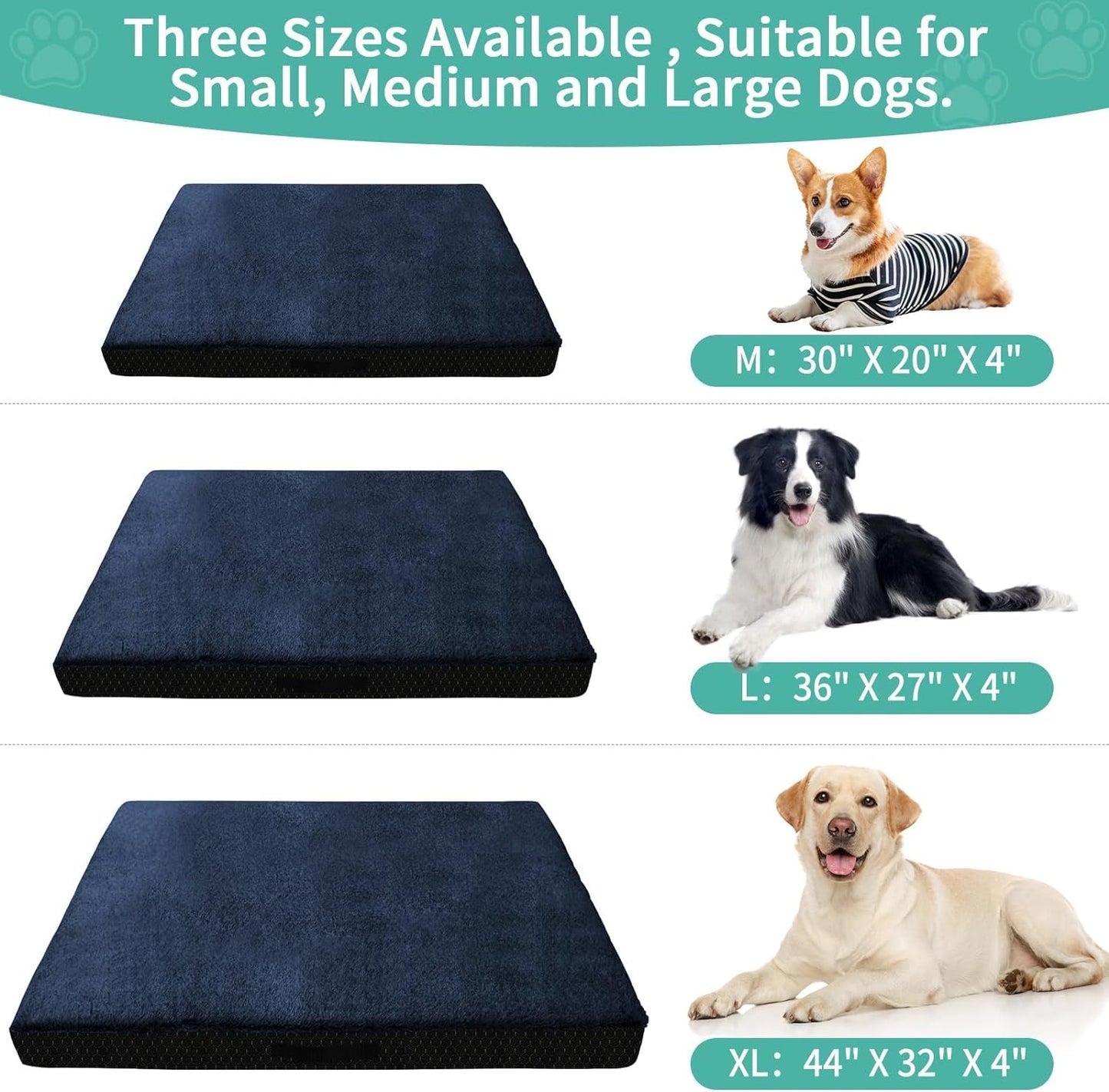 Dog Bed Covers Replacement Washable, 36Lx27Wx4H Inch Waterproof Dog Bed Covers Soft Plush Replacement with Zipper, Removable Cover & Anti-Slip Bottom for Dog/Cat, Cover Only