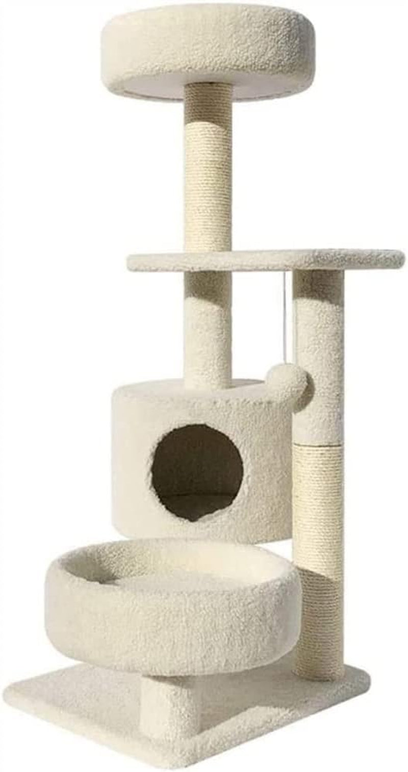 Multi-Level Cat Tree Cat Tower for Indoor Cats, Tall Plush Perch with Spacious Cat Condos, Cat Furniture with House for Rest & Fun