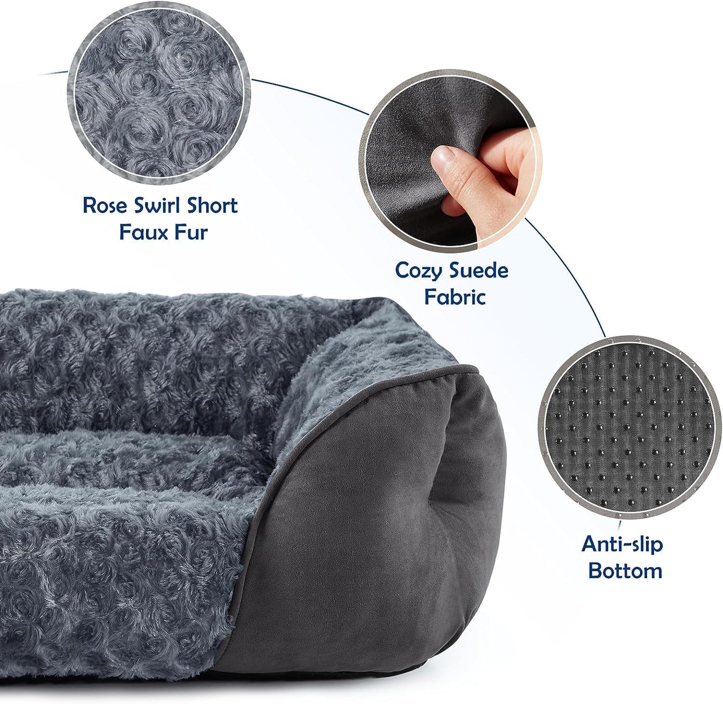 Dog Bed for Medium Small Large Dogs, Rectangle Durable Washable Puppy Bed, Orthopedic Dog Sofa Bed, Textured Soft Calming Sleeping Cat Beds for Indoor with Anti-Slip Bottom