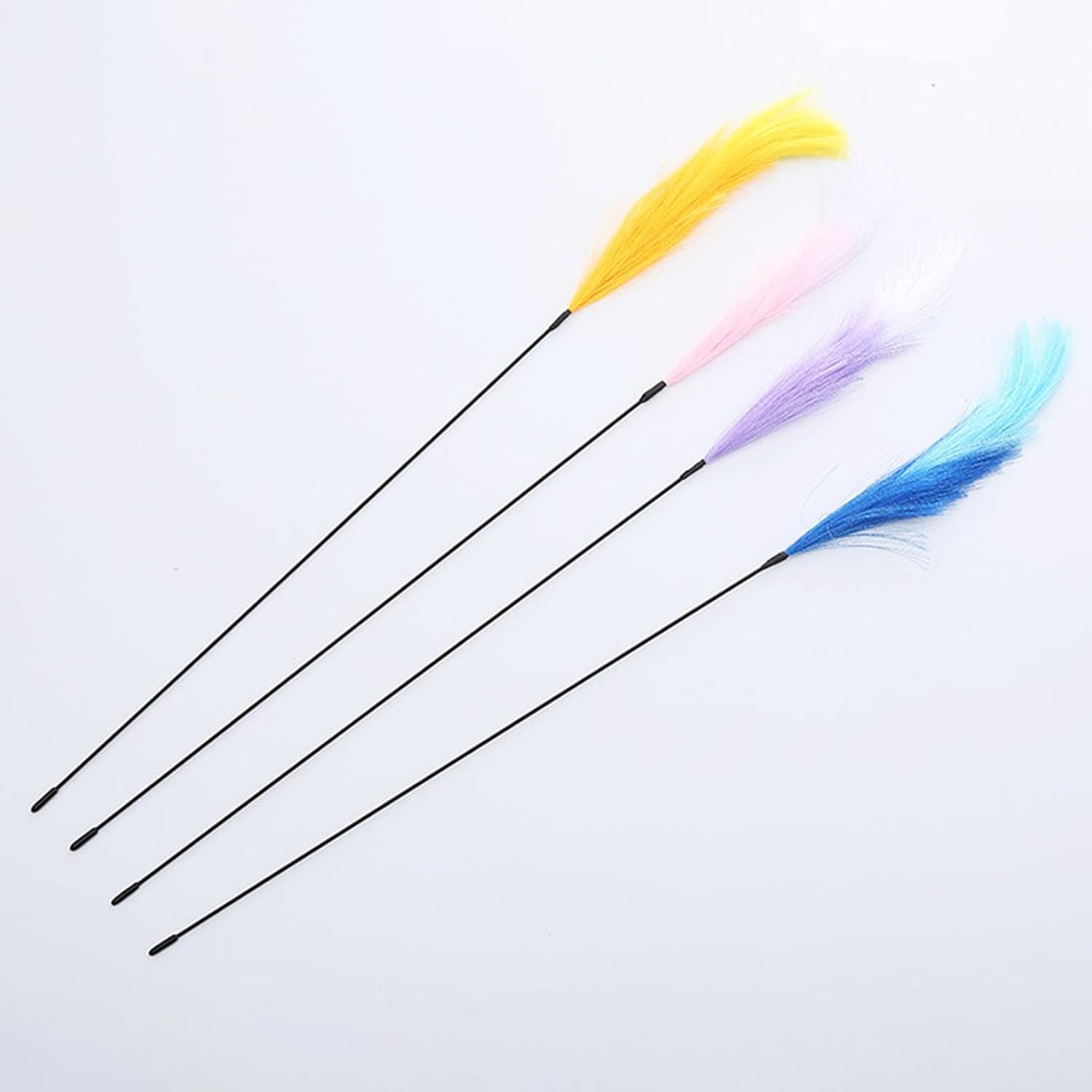 Cat Teaser Toy Stress Relief Interactive Play Toy Bendable Kitten Polyester Feather Stick Toys Cat Accessory - Blue