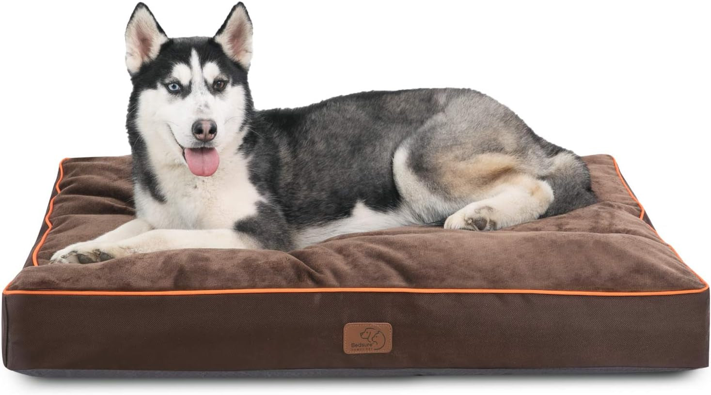 Bedsure Entire Waterproof Large Dog Bed - 4 Inch Thicken up to 80Lbs Large Dog Bed with Removable Washable Cover, Pet Bed Mat Pillows, Grey