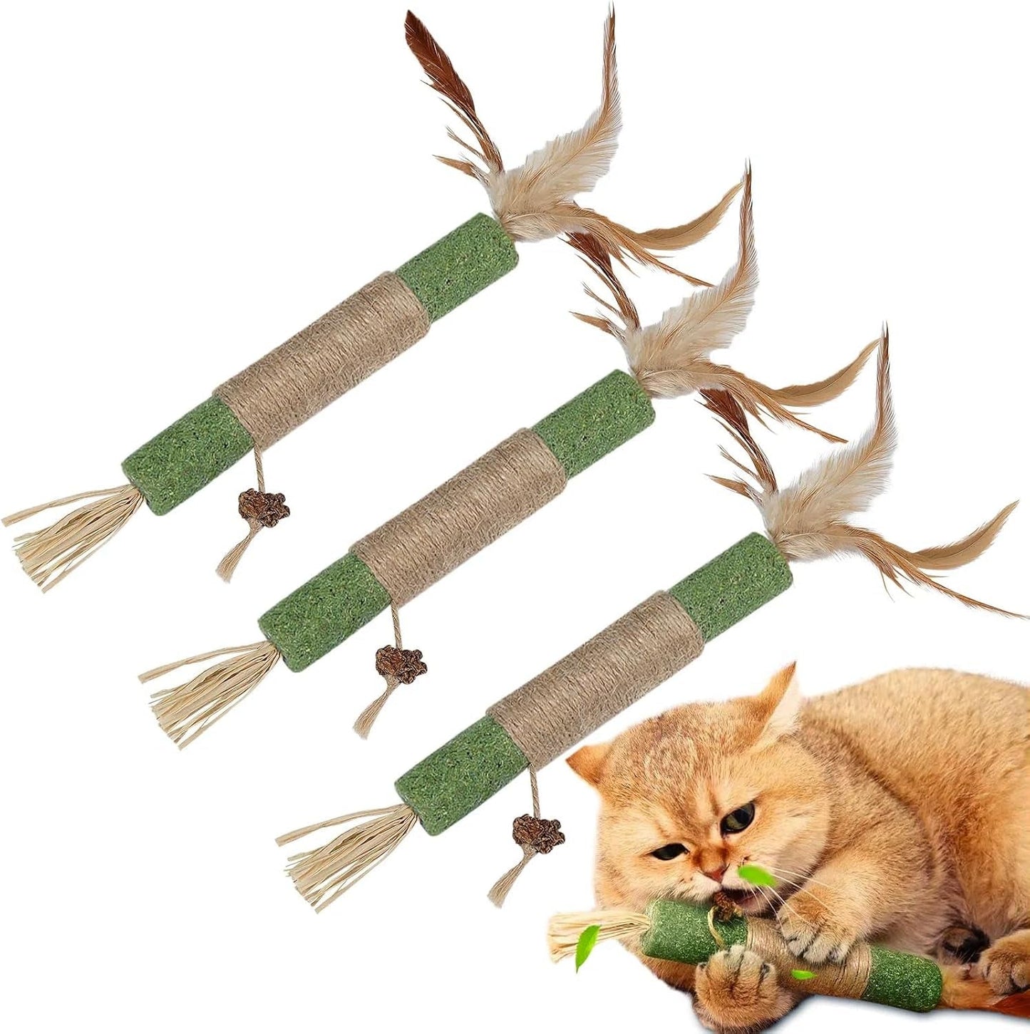 2 Pack Catnip Toys for Cats, Catnip Sticks Cat Toys for Indoor Cats, Cat Chew Toys for Teeth Cleaning, Cat & Kitten Treat, Silvervine Cat Dental Toy