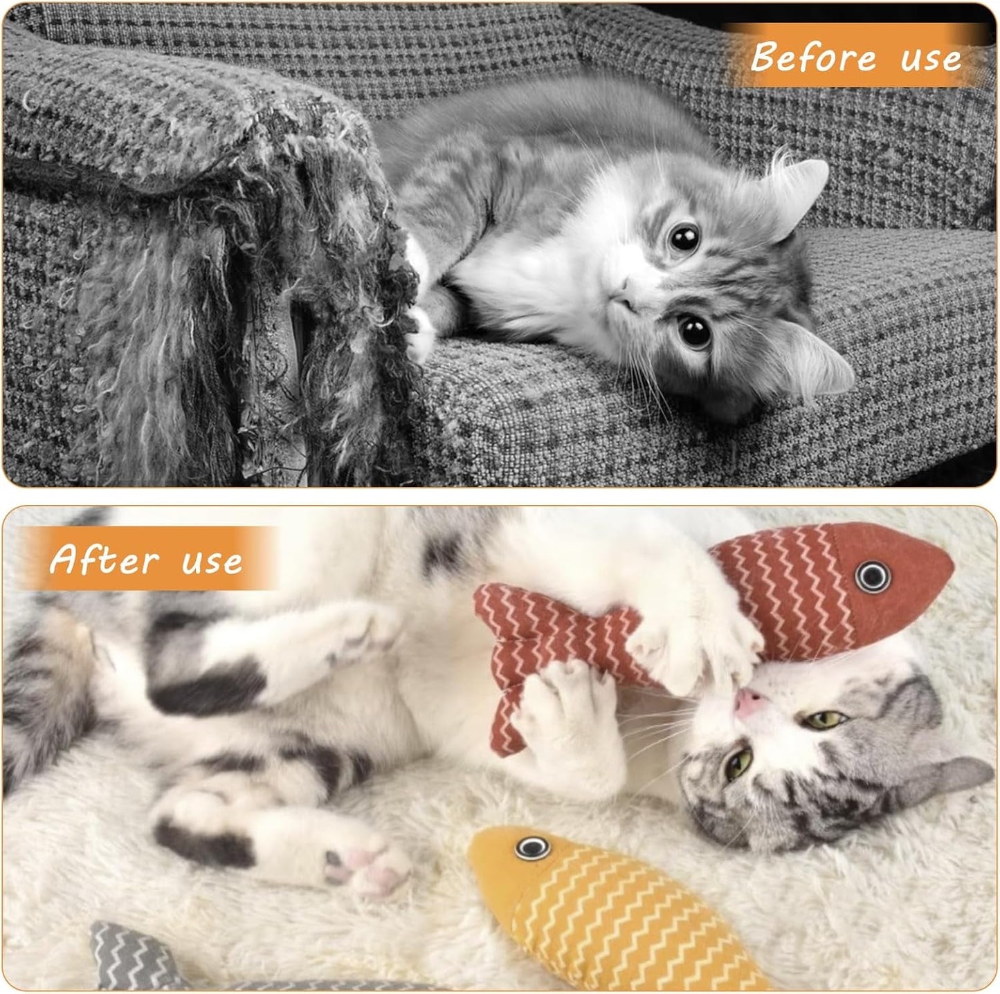 3Pcs Cat Toys Fish Catnip Toys Interactive Cat Toy Cat Chew Toy Cat Pillow Toys Kitten Exercise Kicker Toys for Indoor Cats Kitty Kitten Catnip Exercise Toys Cat Gifts Kitty Toy