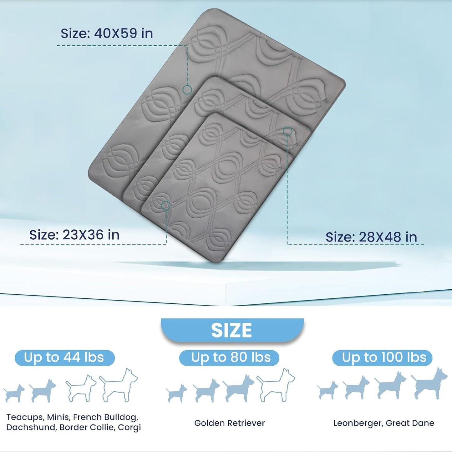 Iced 2.0 Dog Self-Cooling Mat for Small Dog, 36" X 23", Pet Puppy Cat Washable Summer Cooling Pad for Crate Bed Kennels Sofa Floors Outdoor Portable Dark Grey