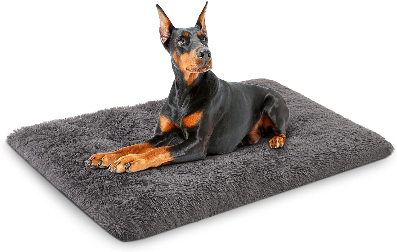 Large Dog Bed Crate Pad Mat for Dog Cages Fluffy Washable Dog Bed for Large Medium Size Dog Soft Kennel Pad Anti-Slip Pet Bed,35" X 23",Grey