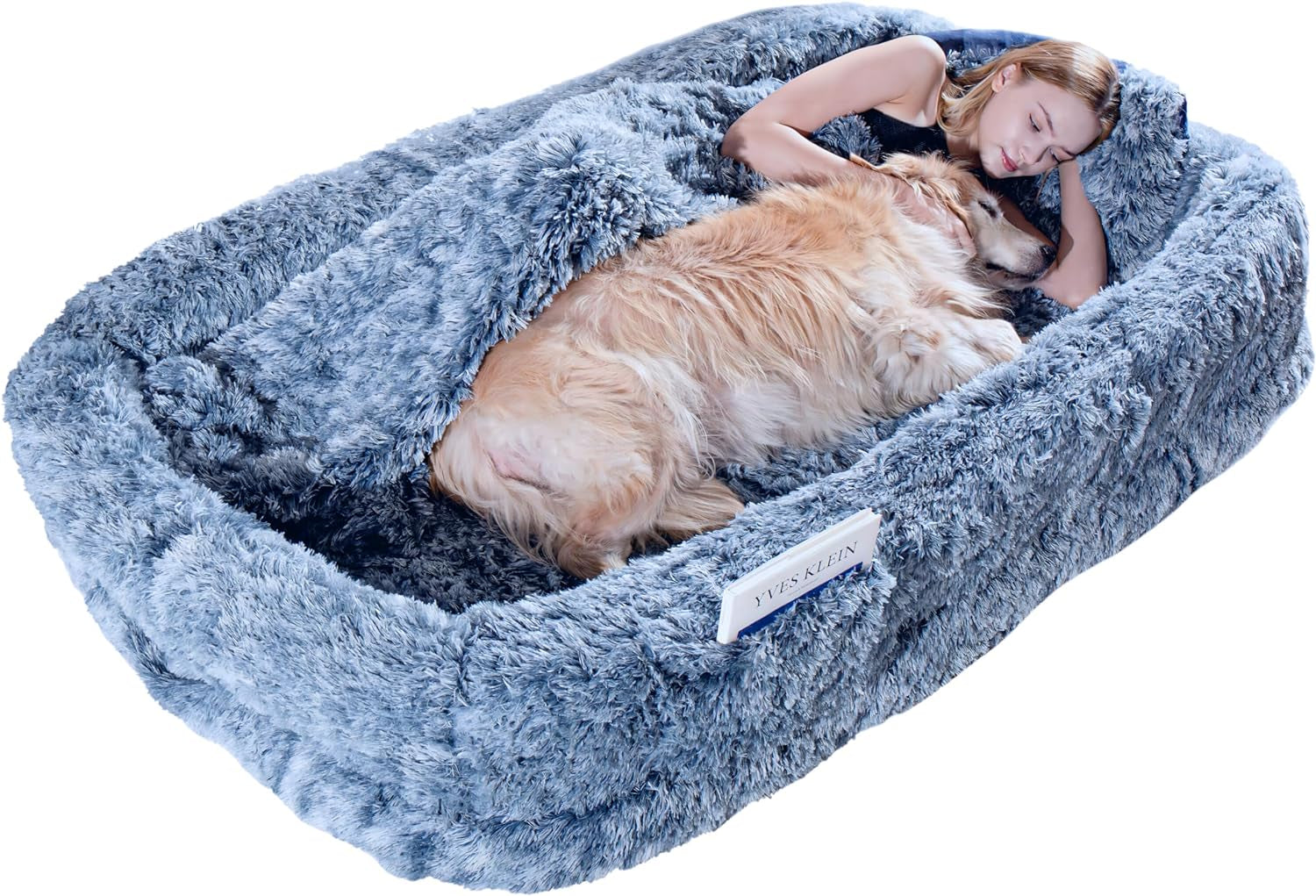 Human Sized Dog Bed, Cooling Large Pet Bed, 69" X41"X13" for Small Medium Big Pets with Blanket and Pillow Washable