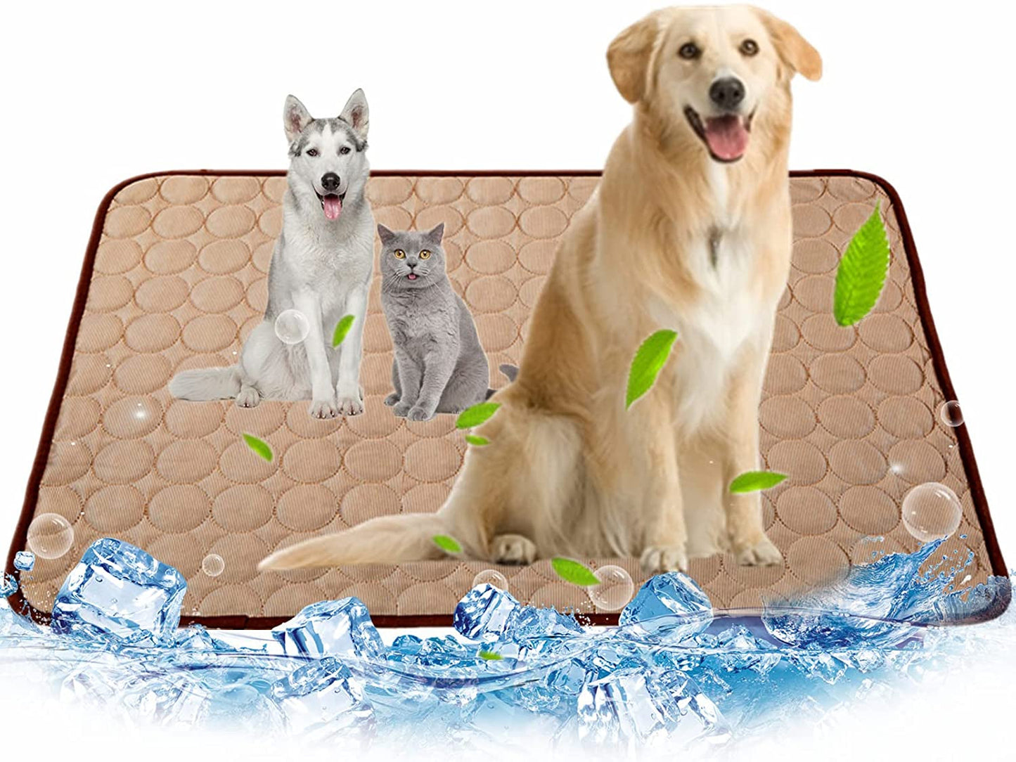 Dog Cooling Mat, Pet Cooling Mat for Dogs Cooling Blanket for Dogs Dog Cooling Pad for Kennels, Crates, Cars, Indoor & Outdoor Ice Silk Cooling Mat for Extra Large Dogs (Blue, L(28 * 22"))