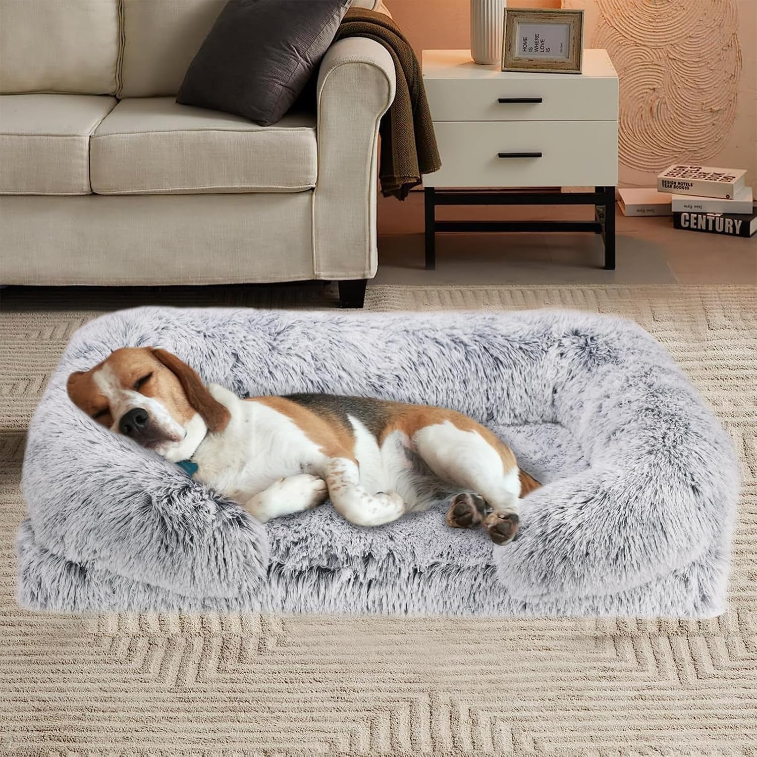 Large Dog Bed, Orthopedic Pet Bed Dog Bed for Medium Large Dogs, Anti-Slip Bottom and Egg-Crate Foam with Washable Removable Cover