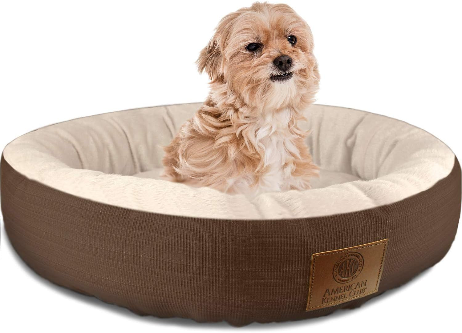 American Kennel Club AKC3615GRAY Mason 22" round Pet Bed, 22.0"L X 22.0"W X 6.0"Th