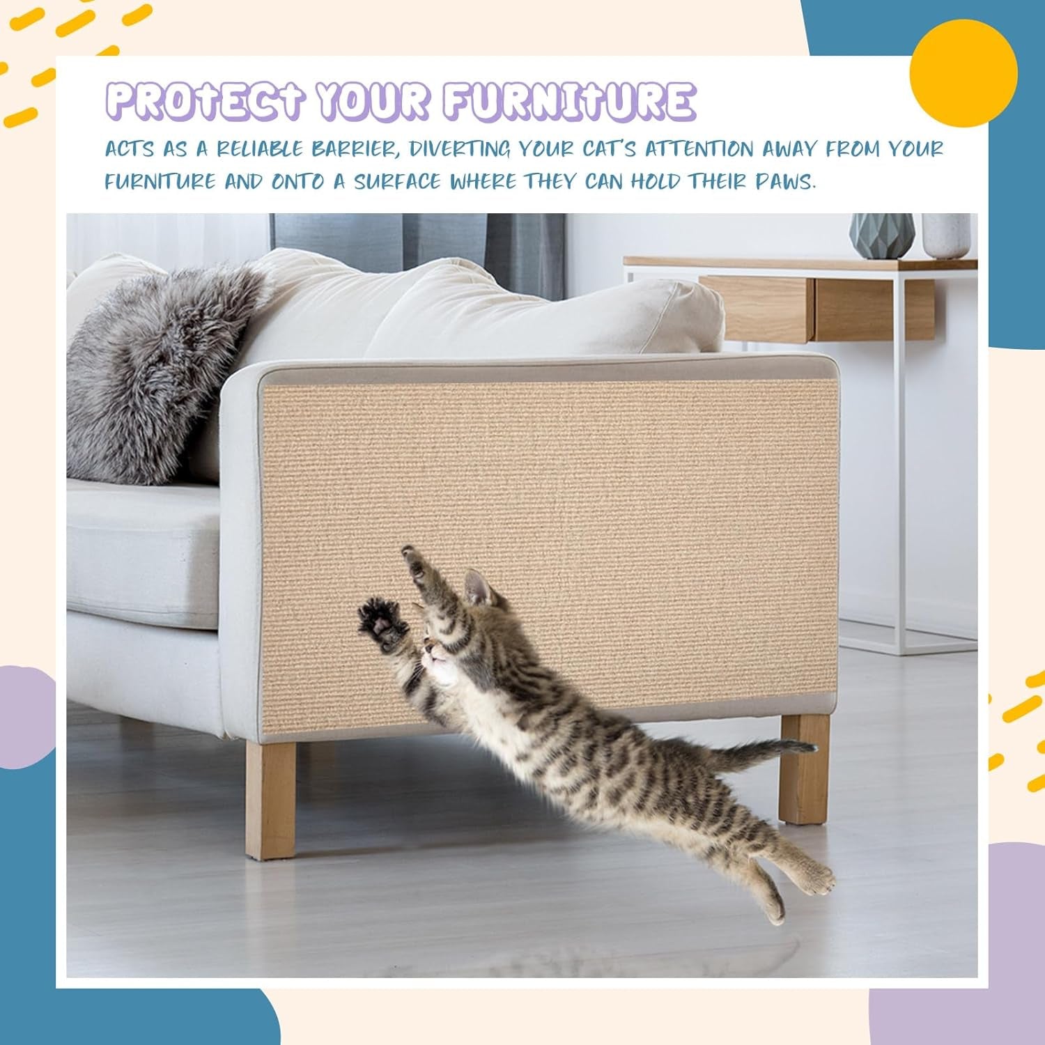 3 Pcs Cat Scratch Mat 11.8 X 23.6 Inches Cat Scratching Post Carpet Cover Adhesive Replacement Cat Scratch Pad Wall Cat Scratcher Cat Carpet Protector for Couch Furniture Corner Cat Tree