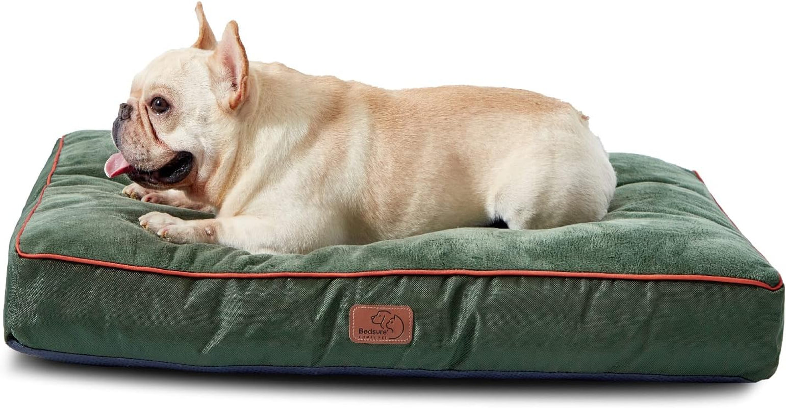 Bedsure Entire Waterproof Large Dog Bed - 4 Inch Thicken up to 80Lbs Large Dog Bed with Removable Washable Cover, Pet Bed Mat Pillows, Grey