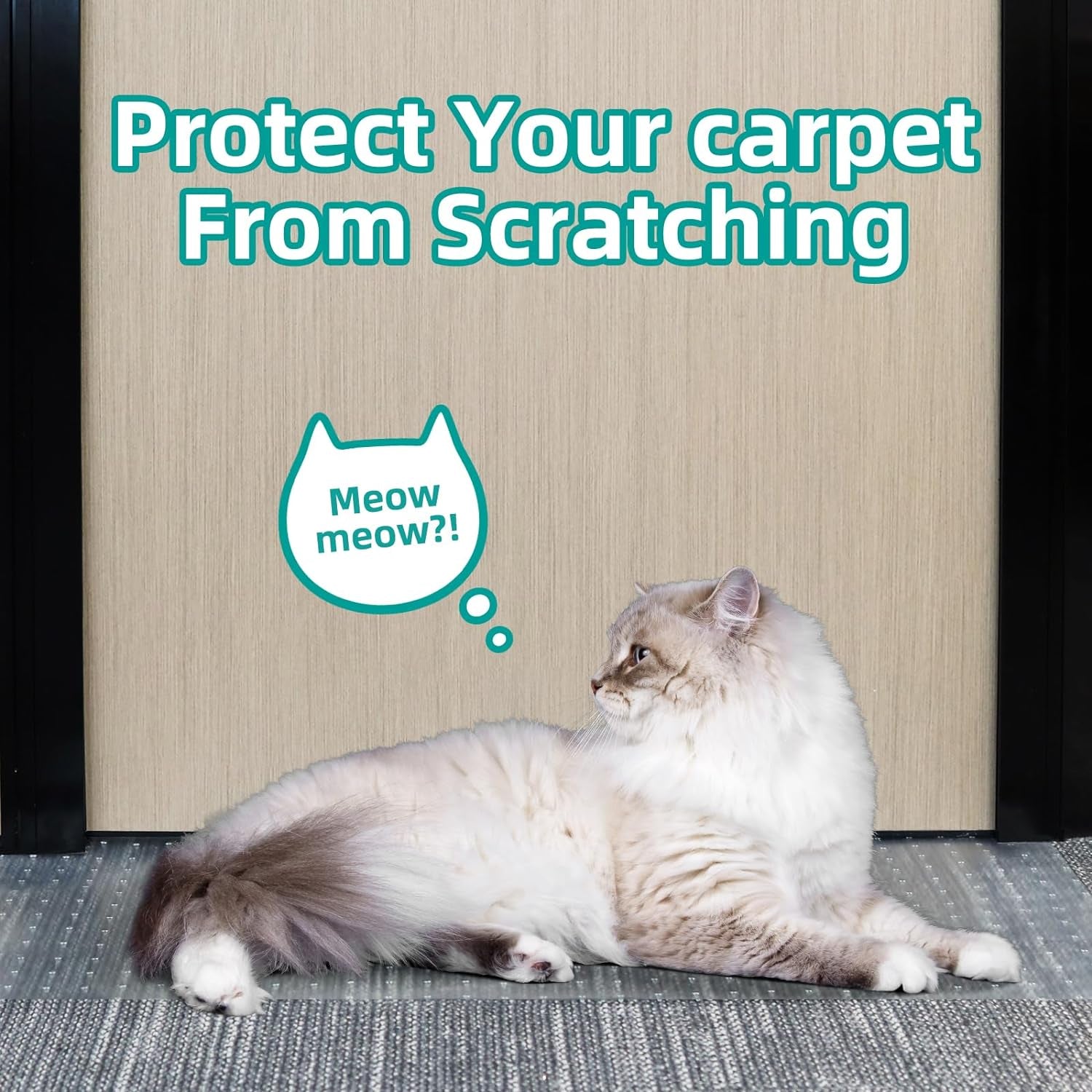 KHS Carpet Protector for Pets, 3.6Ft Plastic Carpet Protector for Doorway, DIY Non Slip Clear Cat Carpet Protector Mat, Easy to Cut Carpet Scratch Stopper, Cat/Dog Scratch Carpet Protector Roll