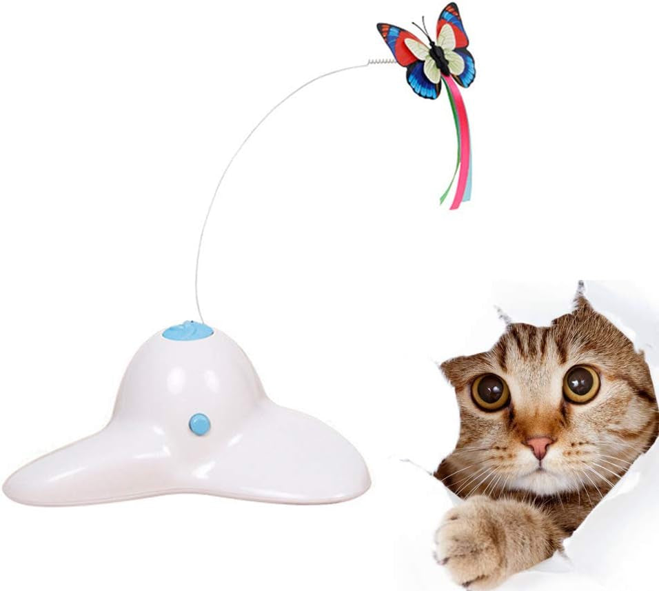 1Pc Electric Rotating Pet Cat Toys Interactive Teaser Cats Toy without Battery (White)- Dog Toy