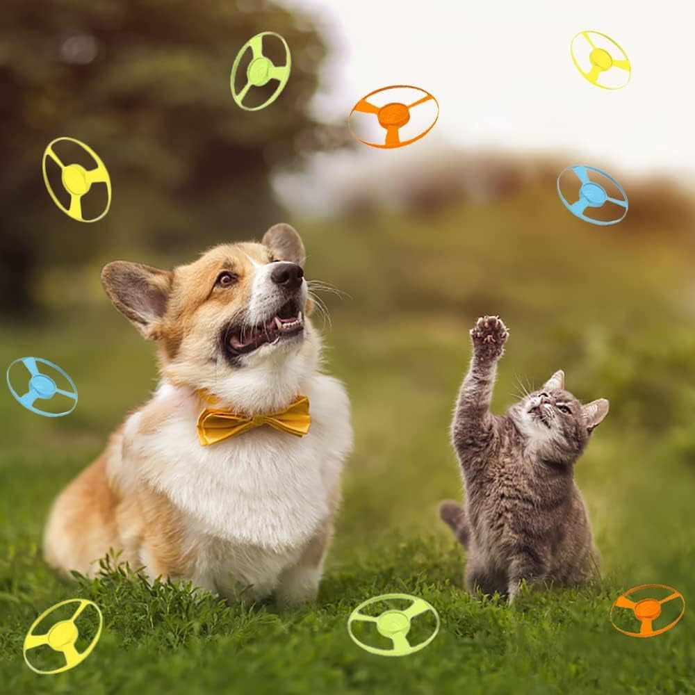 14 PCS Cat Fetch Toy with Colorful Flying Propellers Set, Cat Playing Tracking Interactive Toys for Kitten Chasing Training Hunting