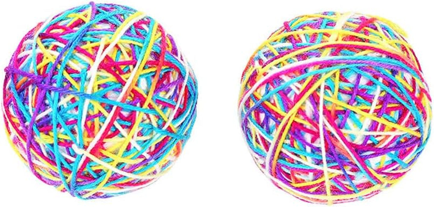 2Pcs Big Cat Ball Toy Multi-Colored Cat Fuzzy Balls & Woolen Yarn Cat Toy Balls,Soft Interactive Cat Toys for Indoor Cats Self Playing