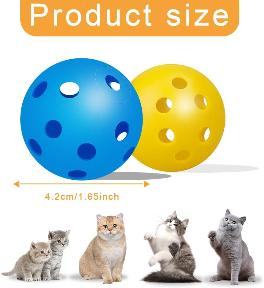 12PCS Cat Ball Toy, Plastic Cat Balls Kitten Toys Cat Toy Ball for Indoor Cats Playing Chasing Toy, Cat Toy Balls Interactive Cat Toy Mixed Colors (42Mm)