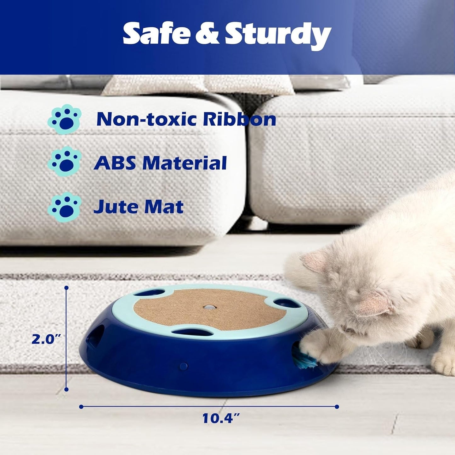 2In1 Interactive Cat Toys for Indoor Cats Automatic Whack a Mole Electronic Kitten Toy with Jute Mat Cute Mouse Toy