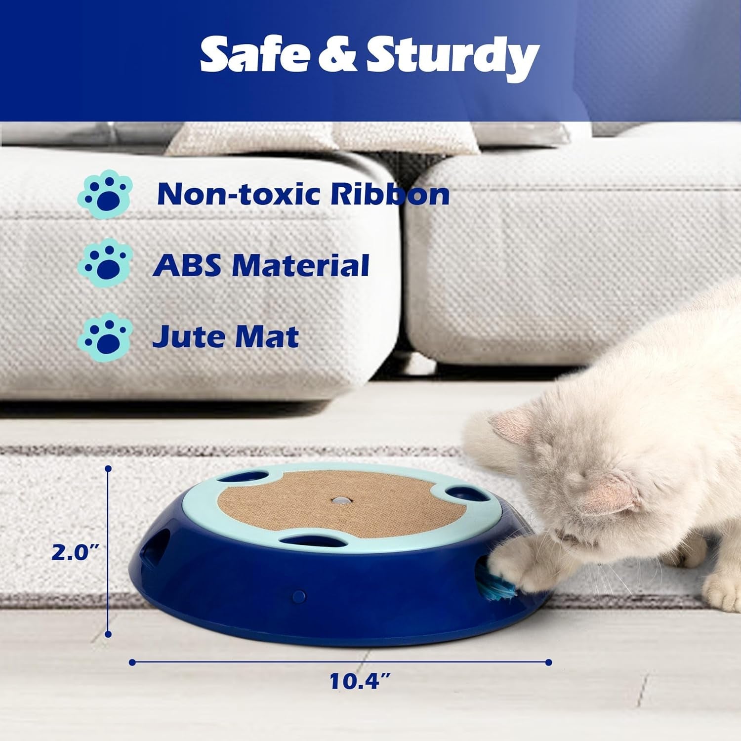 2In1 Interactive Cat Toys for Indoor Cats Automatic Whack a Mole Electronic Kitten Toy with Jute Mat Cute Mouse Toy