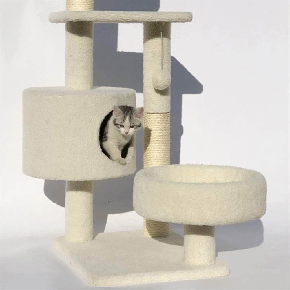 Multi-Level Cat Tree Cat Tower for Indoor Cats, Tall Plush Perch with Spacious Cat Condos, Cat Furniture with House for Rest & Fun