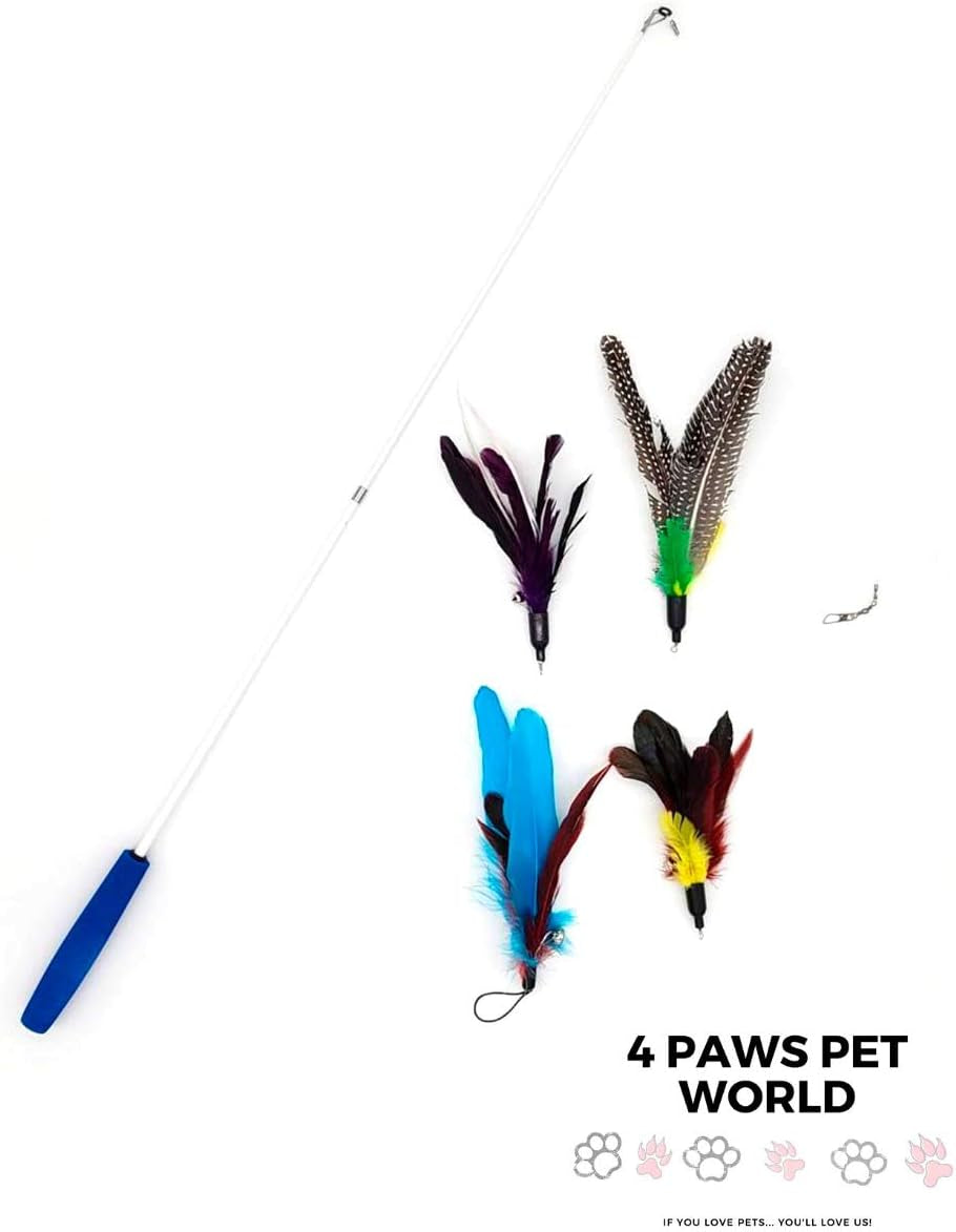 4 Paws Pet World - Cat & Kitten Toys - Feather Cat Teaser Toys - Interactive Feather Refills for Cat Wand Toy.