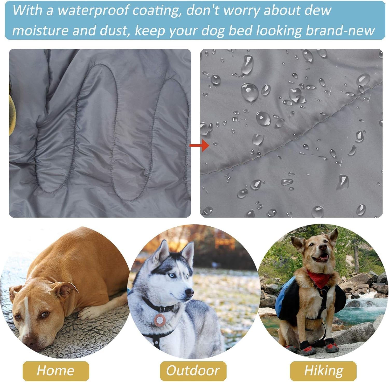 JSHANMEI Dog Sleeping Bag Camping Dog Bed - Large Portable Dog Bed with Storage Bag, Waterproof Warm Travel Dog Bed Pet Mat for Camping Hiking Backpacking Indoor Outdoor