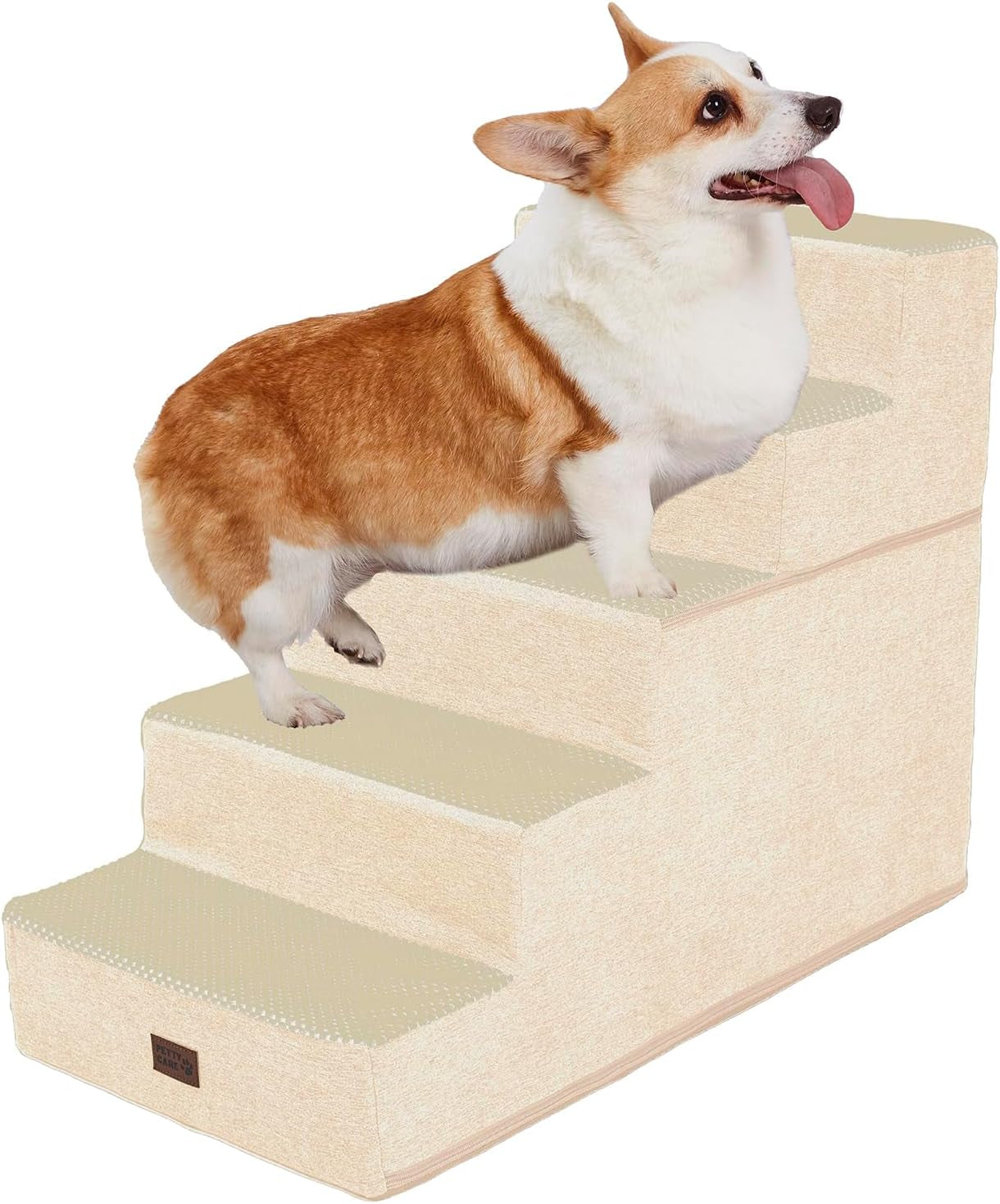 Dog Stairs for Small Dogs - Foam Pet Steps for High Beds and Couch, Non-Slip Folding Dog Steps Portable Pet Stairs for Large Dog and Cats,4 Step, Grey